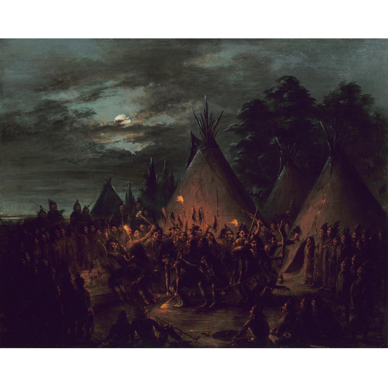 "Danse du cuir chevelu, Sioux" par George Catlin - Toile tendue avec châssis, H 48 po x l 33 po