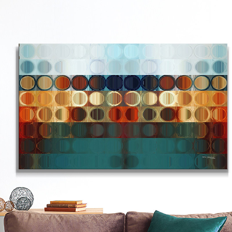 « cercles et carrés # 31 » par mark lawrence, impression sur toile tendue, H 18 po x l 30 po x P 1 po