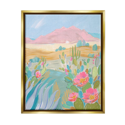 «Desert Canyon Vivid Cacti Plants» par Sally Swatland - Peinture