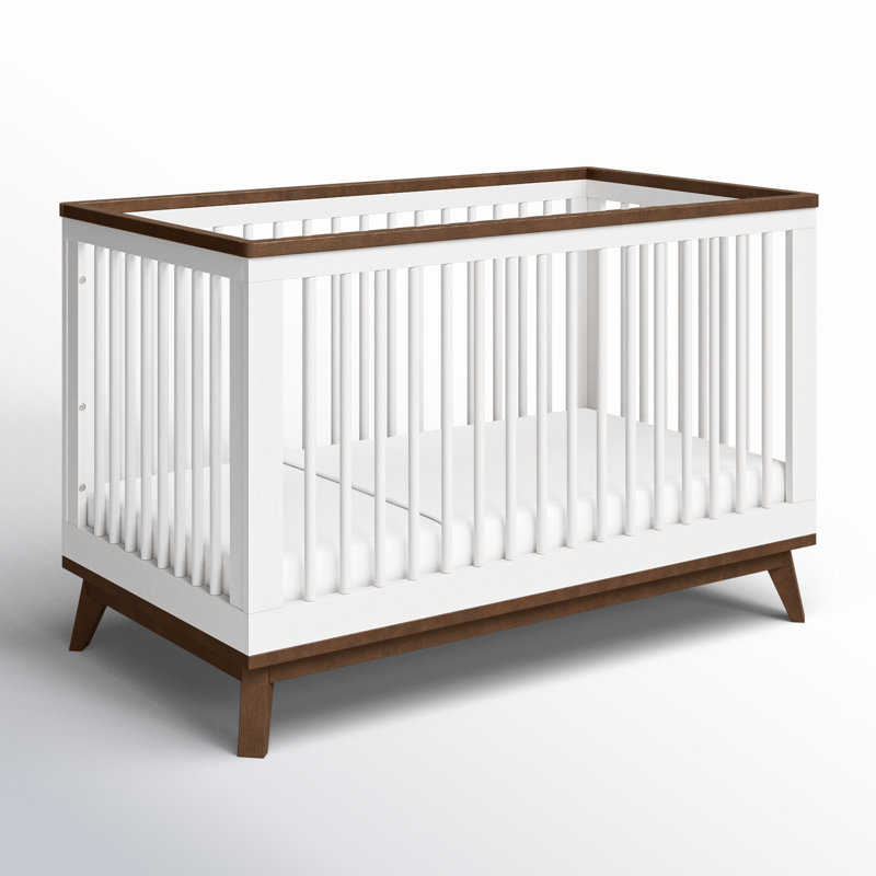 Scoot 3-in-1 Convertible Crib, White/Walnut