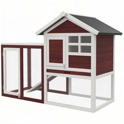 Cage à lapin en bois 48 po avec toit en asphalte imperméable PawHut