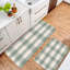 Tapis de cuisine antidérapant en vichy vert doux, 2 pièces