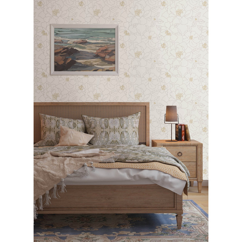 Double rouleau floral Camariya, Blanc / blanc cassé
