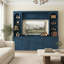 Meuble télé mural moderne en forme d'arche, grand meuble télé de style campagnard de 262 cm (103 po) avec armoires de rangement, tiroirs et étagères réglables pour téléviseurs jusqu'à 165 cm (65 po).-219071855