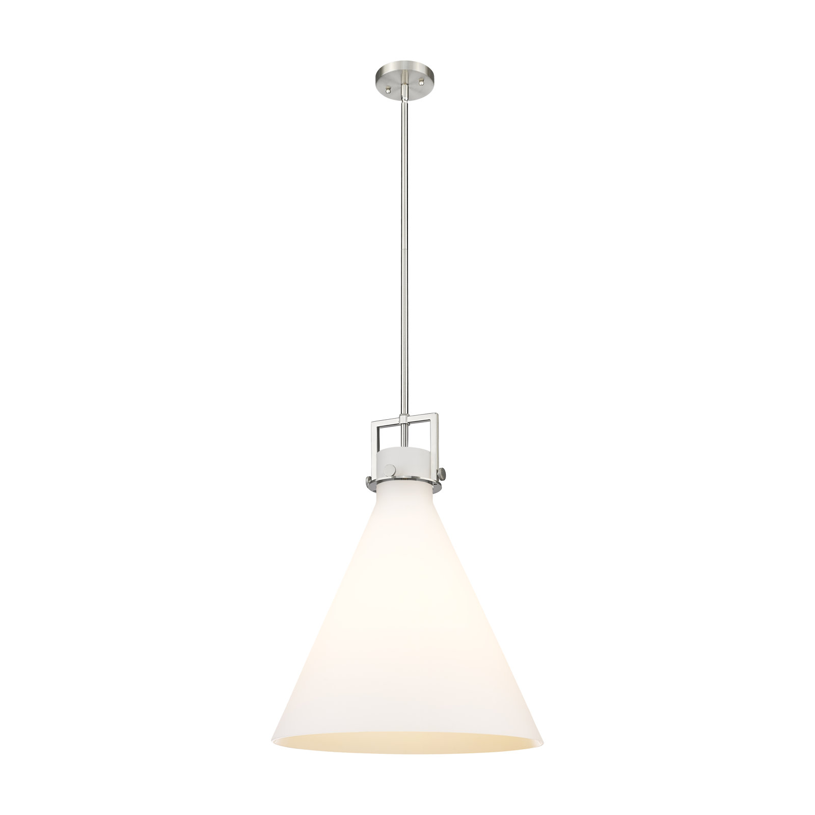 Coterie Single Light Glass Dimmable Pendant, Matte White, 22.75" H x 18" W x 18" D, Satin Nickel
