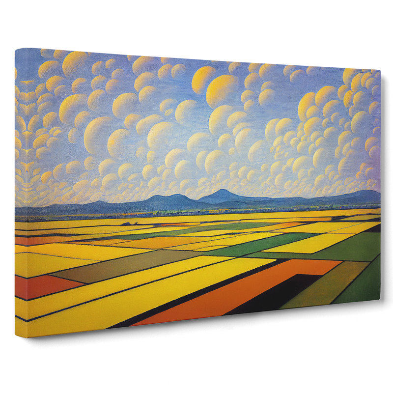 Cheery Spring Meadow Landscape - Wrapped Canvas