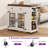   39.8"W Kitchen Cart With Drop Leaf ，Power Outlet, Kitchen Island On Wheels With  Storage Cabinet & Glass Doors