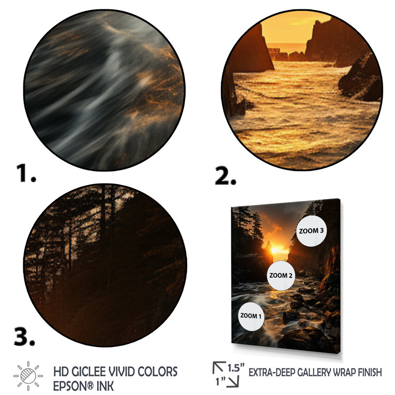 «Coastal Sunset At The Clif II», art mural sur toile paysage et nature, H 32 po x l 24 po x P 1 po, Toile tendue