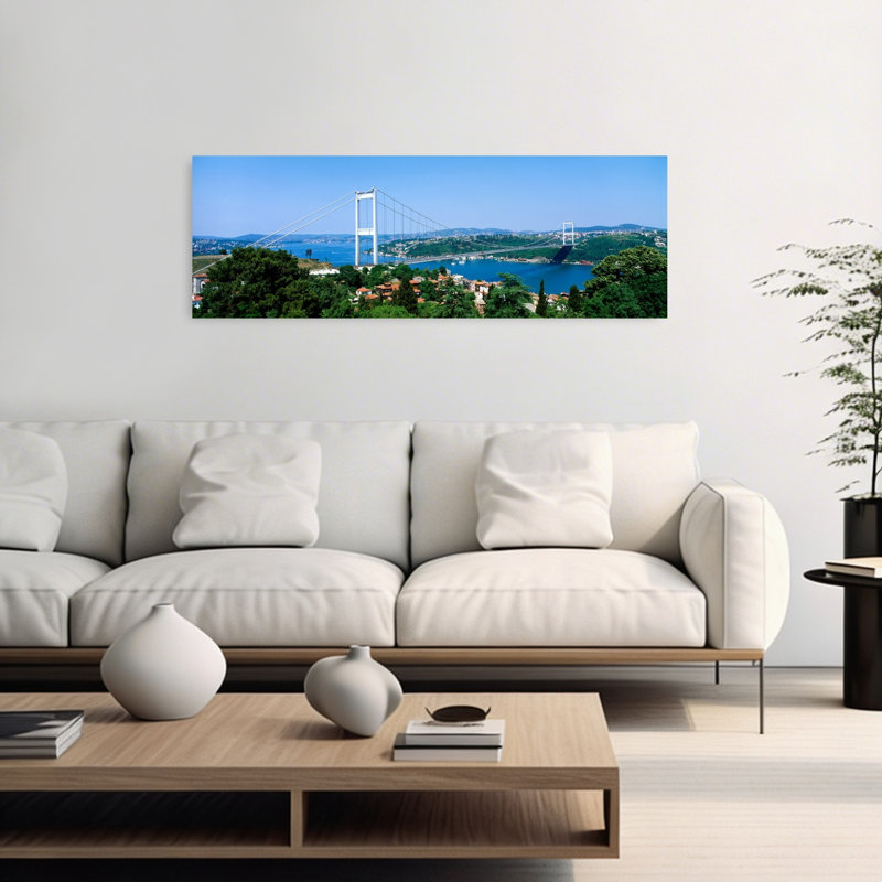 Art contemporain de paysage urbain abstrait, pont du Bosphore, Istanbul, Turquie, H 16 po x l 48 po