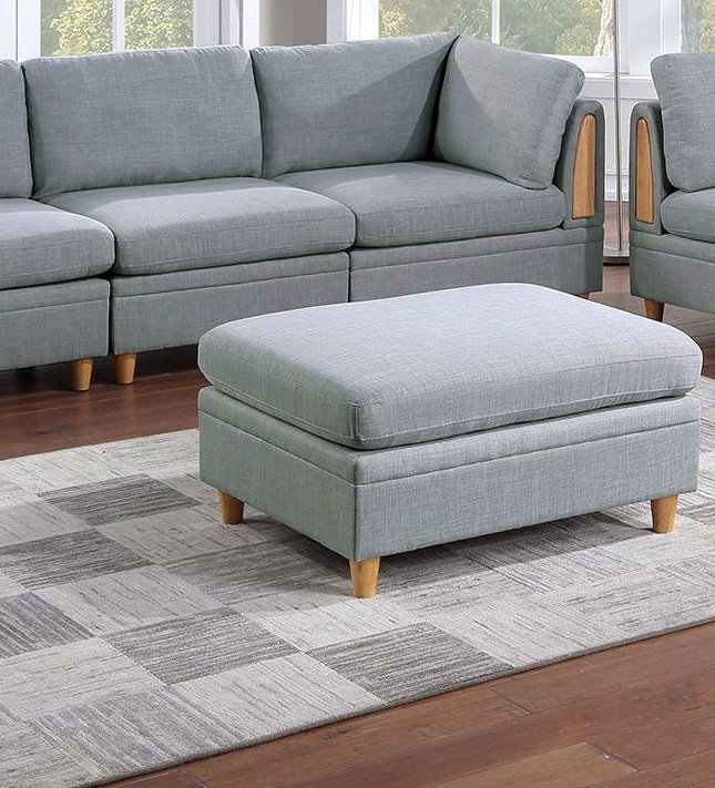 Mobilier de salon avec repose-pieds gris clair en tissu Dorris 1pc