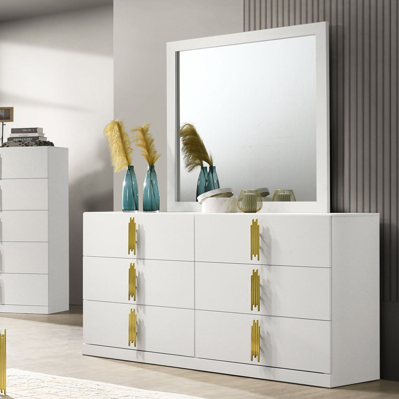 Basildon Contemporary Dresser, White/Gold