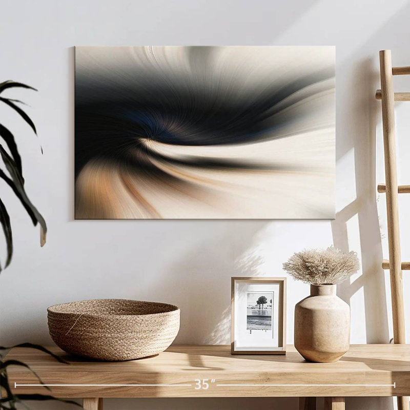 Avery Black And Cream Abstract, 16" H x 24" W