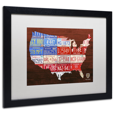 «United States Licence Plate Map» par Design Turnpike, reproduction d'art graphique sur toile encadrée