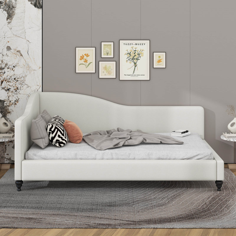 L-Shaped Linen Daybed, Beige, Twin