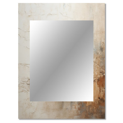 Beige And Brown Paint Fusion - Abstract Painting Mirror, Beige Decorative Wall Mirror, Printed Metal Art