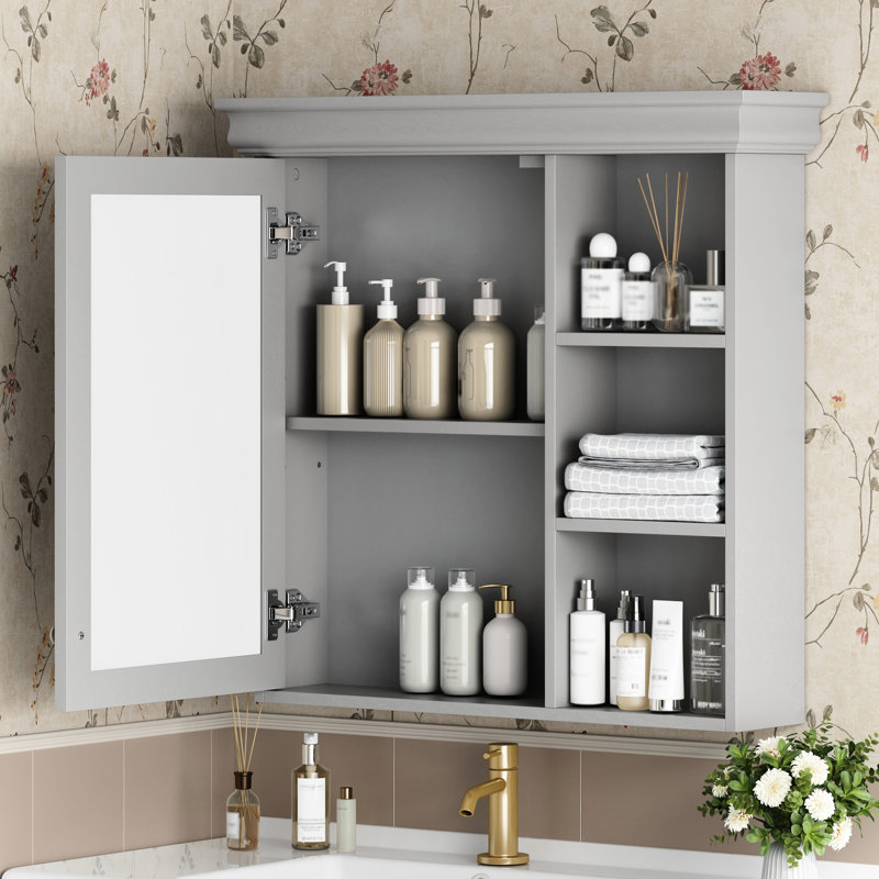 Armoire à pharmacie 30,25 "avec miroir de haute qualité, fixation murale, tablette ajustable pour divers articles, salle de bain à miroir 30" x 28 ", portes à fermeture douce, rangement quotidien