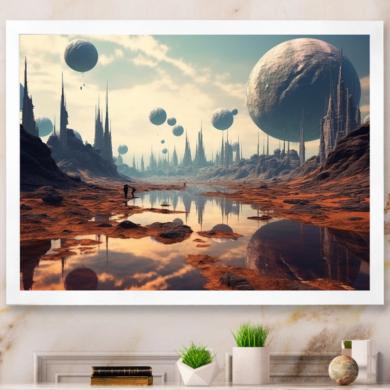 «Futuristic Visions», impression sur toile, H 24 po x l 32 po x P 1 po, Cadre simple blanc