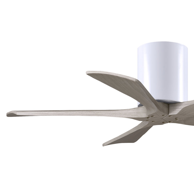 60" Irene 5-Blade Hugger Ceiling Fan with Wall Remote, 42", Brushed Nickel, Gray Ash