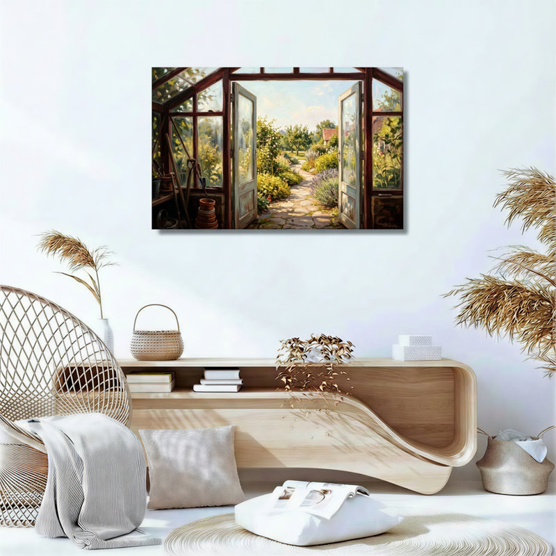 Ensemble de 1 tableau sur toile avec vue sur le jardin, 36"H x 48"W, Toile tendue
