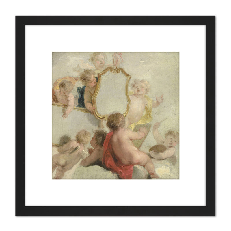 Putti With Mirrors Cherub Babies by Jacob De Wit - Single Picture Frame Painting