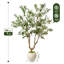 Arbre d'olivier artificiel de 7 pi avec feuilles et olives réalistes, faux arbre méditerranéen en pot blanc pour le salon, le vestibule ou la décoration intérieure