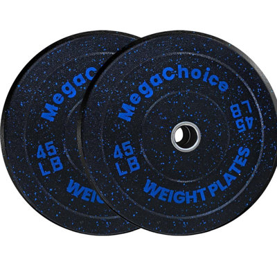 2" Rubber Bumper Weight Plates, 45LB Set for Home Gym Floor Protection