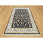Tapis bleu nouvel âge en laine rectangulaire 6 pi 1 po x 8 pi 10 po Catine