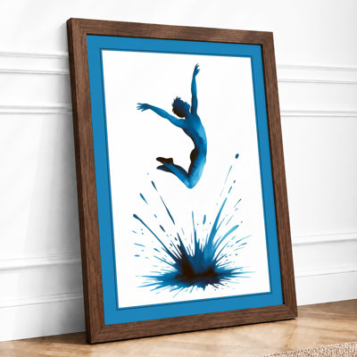 Leap Into Blue Modern - Framed Print
