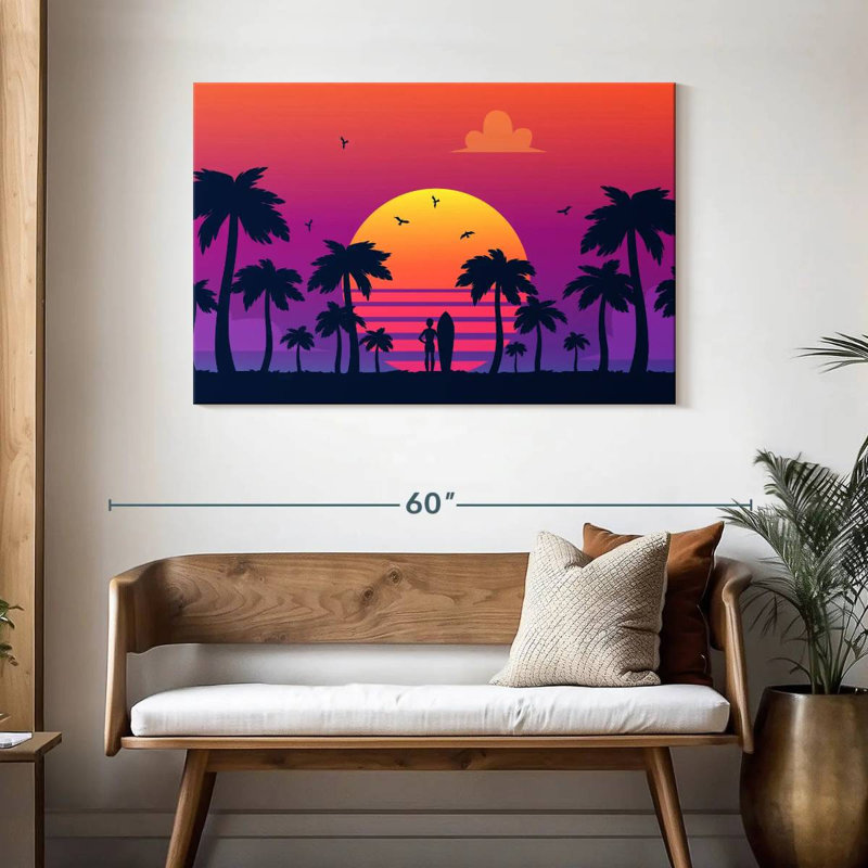 Coucher de soleil au néon Gillard, H 30 po x l 45 po