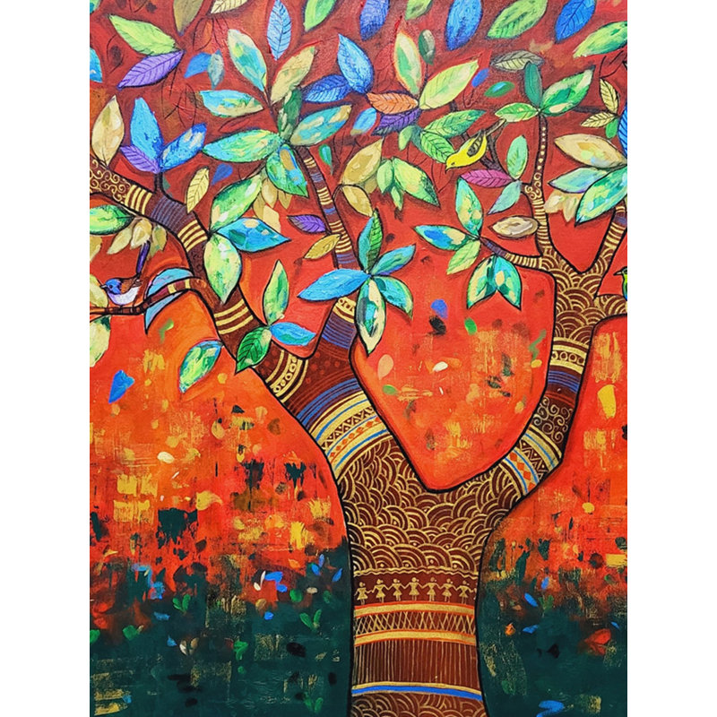 Bel arbre - peinture d'art peinte à la main | Acrylique sur toile | Par Arjun Das