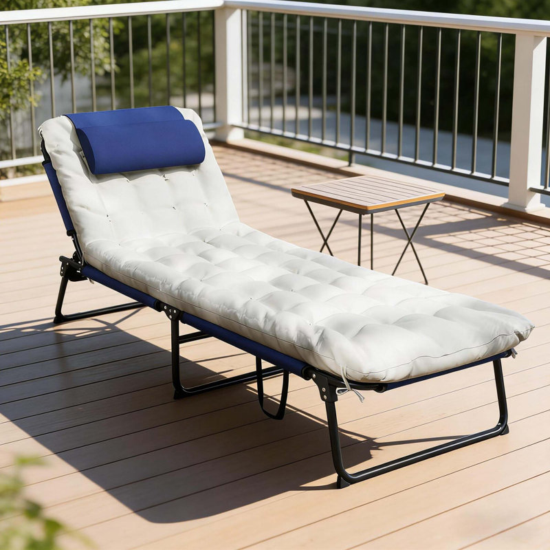 Chaise longue d'extérieur, chaise longue pliante, Blanc