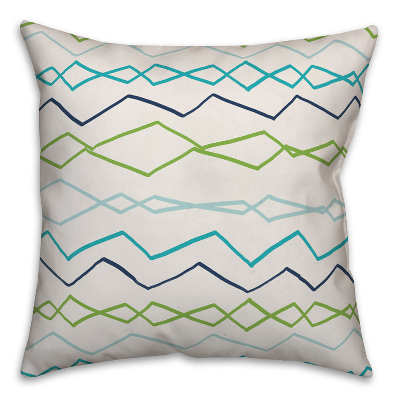  Coussin décoratif abstrait à rayures abstraites ondulées, Polyester / Bourre en polyester, 16 po x 1 po