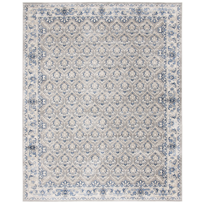 Tapis gris clair / bleu Asucena, Rectangle 8 pi x 10 pi