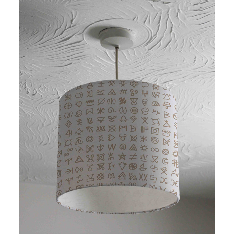 Viking Ritual Symbols 22cm H Cotton Drum Pendant Shade ( Uno )