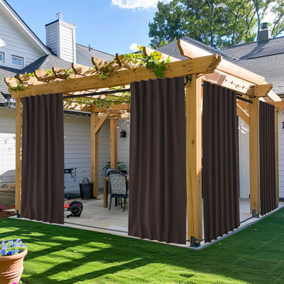 2 panneaux de rideaux d'extérieur avec passe-partout imperméable et languette arrière en haut et en bas, rideaux isolants isolants et isolants contre le soleil pour patio avec corde fixe, l 52 x L 95, brun caramel