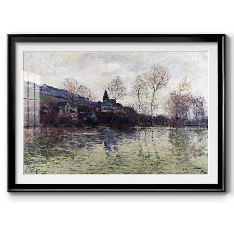 Flood At Giverny, 1886, reproduction d'art sur papier, Noir, H 19 po x l 27 po x P 1,5 po
