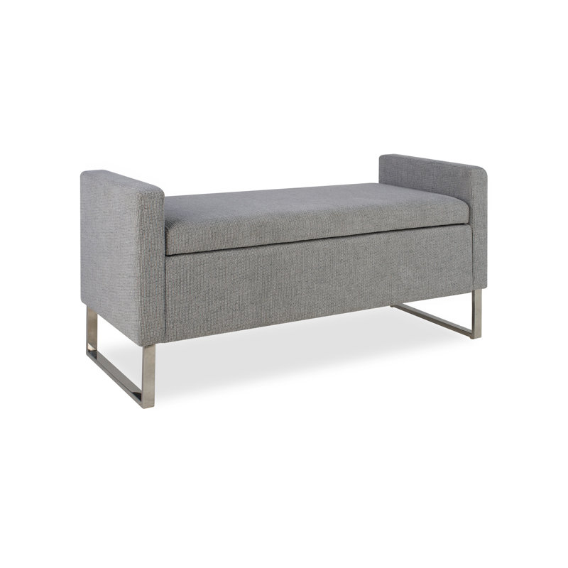 Repose-pieds de 47 po avec rangement, banc de hall d'entrée rembourré pour la chambre à coucher et le salon, banc de bout de lit avec base en métal. Style moderne