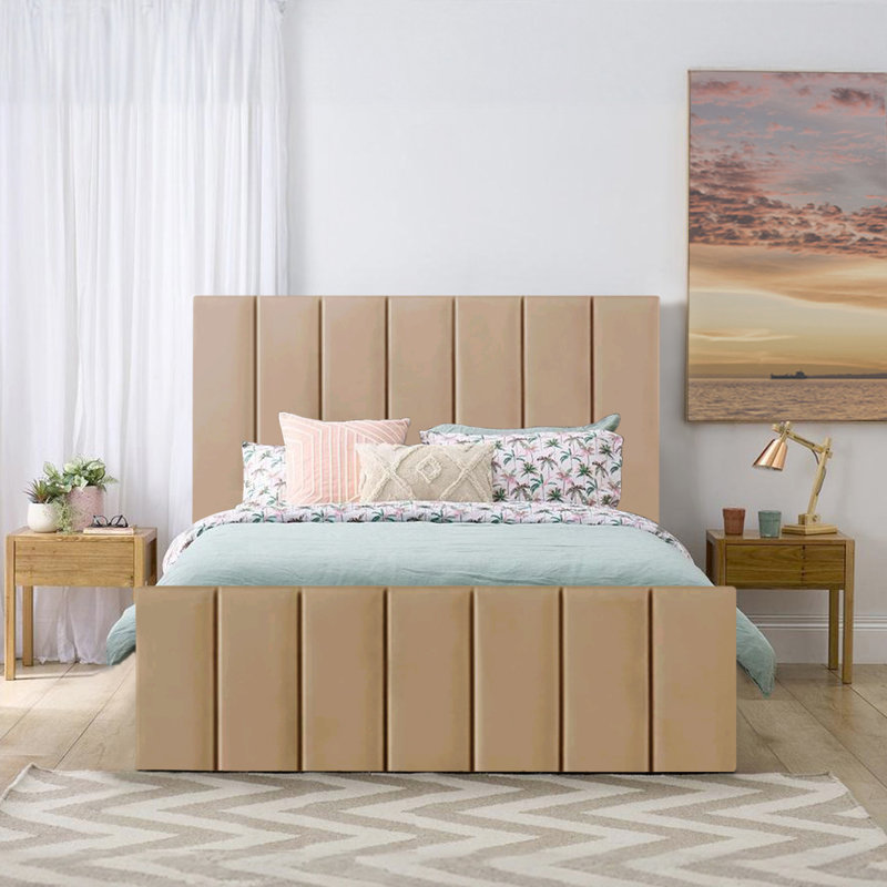 Judsonia Upholstered Ottoman Storage Bed, UK Double - DE 135 x 190 cm, Beige