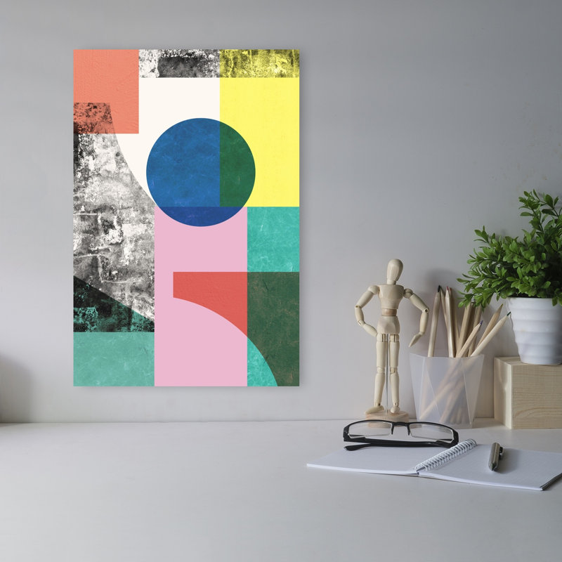 Vibrant Geometric Composition Abstract Contemporary Wall Art Print, 45.72cm H x 30.48cm W