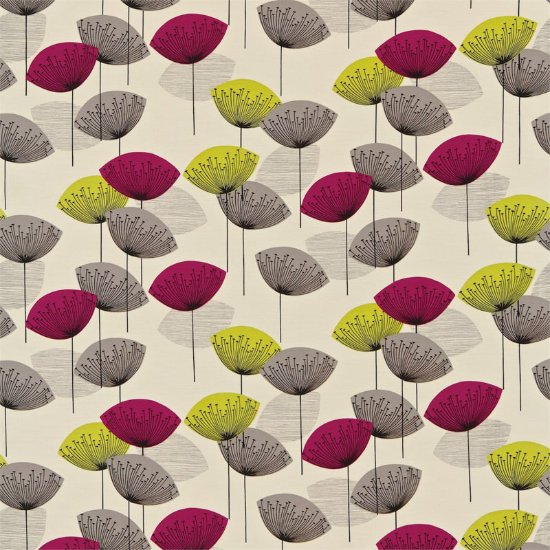 Dandelion Clocks Fabric, Black Currant