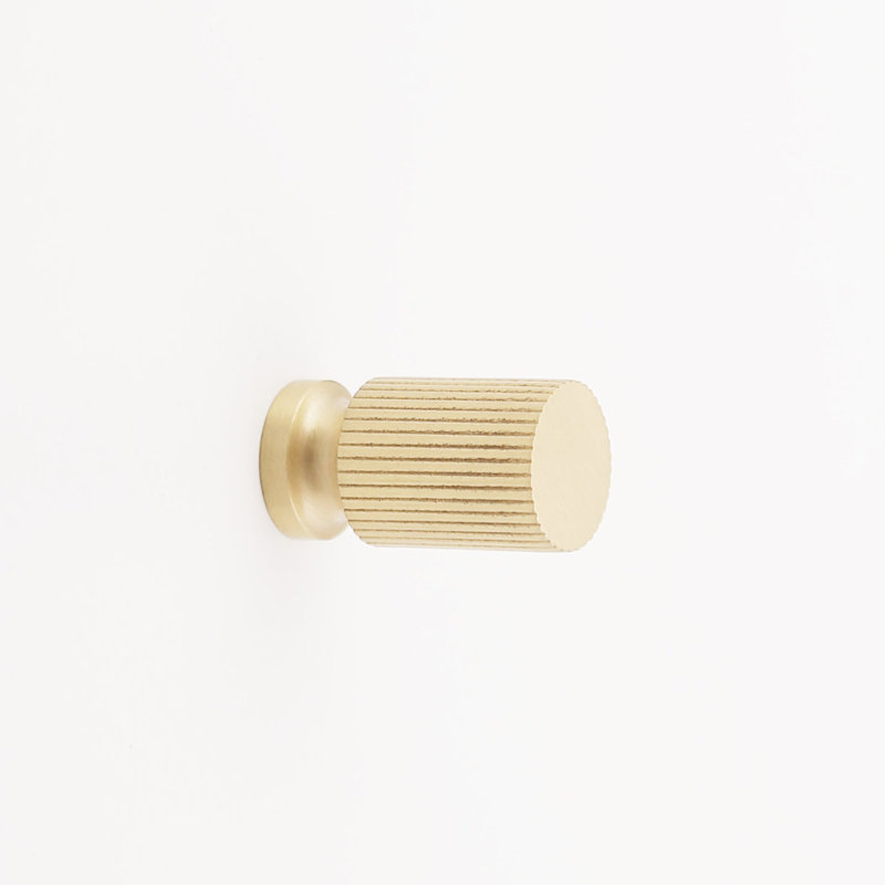 Madelyn Carter Hanna 1.25" Solid Brass Button Cabinet Knob, Satin Brass, 3/4″ 