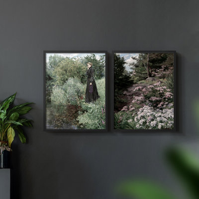 Vintage  Floral XII  -Framed Giclee Print - Set of 2