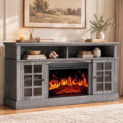 Anias TV Stand for TVs up to 70'' With Electric Fireplace Included