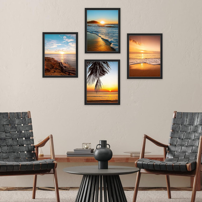 Coastal Palm Tree Ocean Wave, H 14 po x l 11 po x P 1 po, Noir
