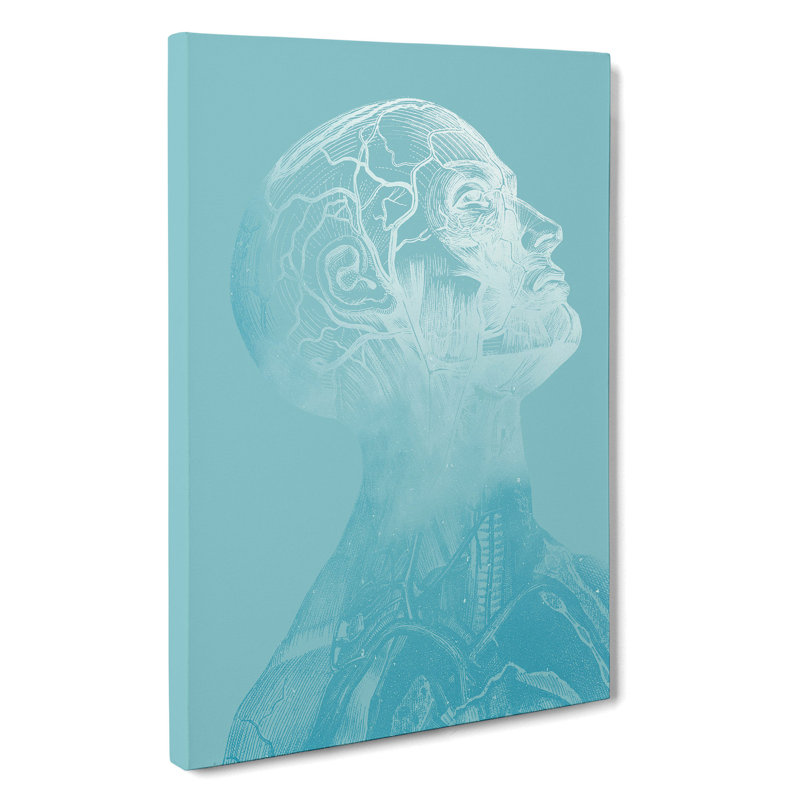 Teal Anatomical Twilight Head - Wrapped Canvas Print, 91cm H x 60cm W x 3cm D