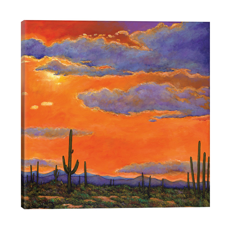 Saguaro Sunset 1 Piece Wrapped Canvas Painting, 93.98 cm H x 93.98 cm W x 3.175 cm D
