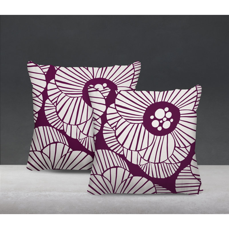Housse et insert de coussin décoratif intérieur / extérieur en mélange de polyester, L 19 po x H 19 po, Mauve