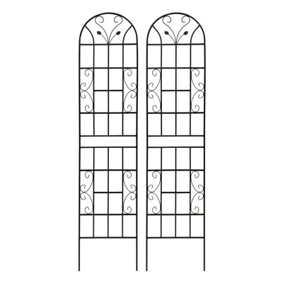 2 Pack Metal Garden Trellis 86.7" X 19.7" Rustproof Trellis For Climbing Plants Outdoor Flower Support Black
