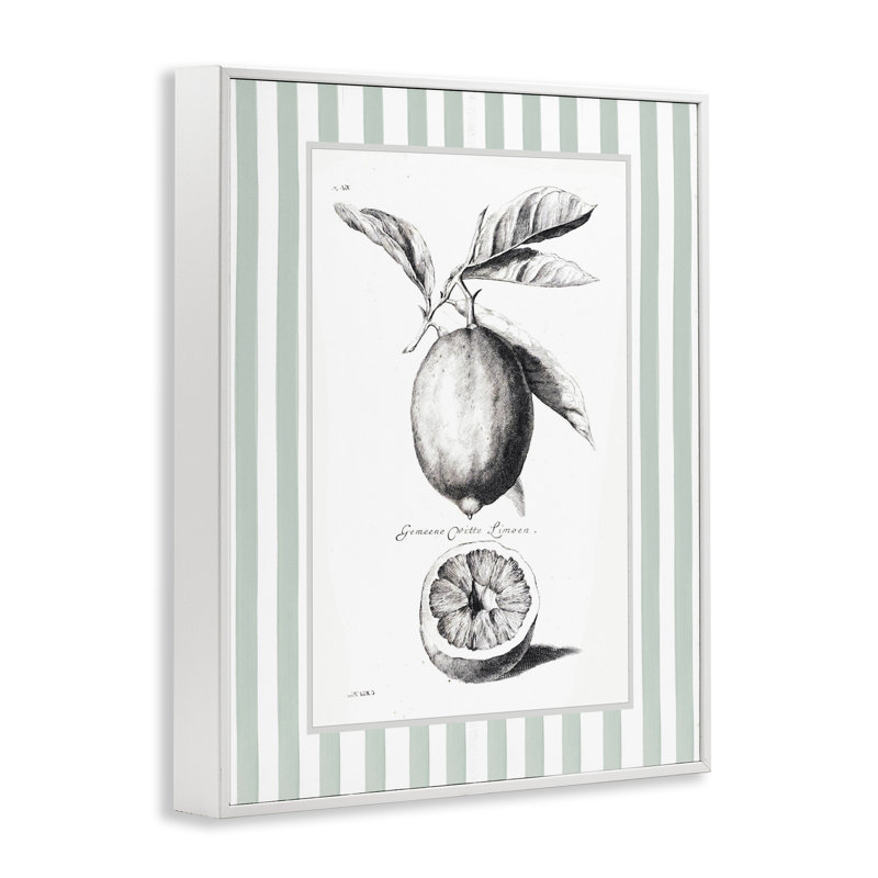 Giclée encadrée à rayures rétro vintage, design par lettré et doublé, H 20 po x l 16 po