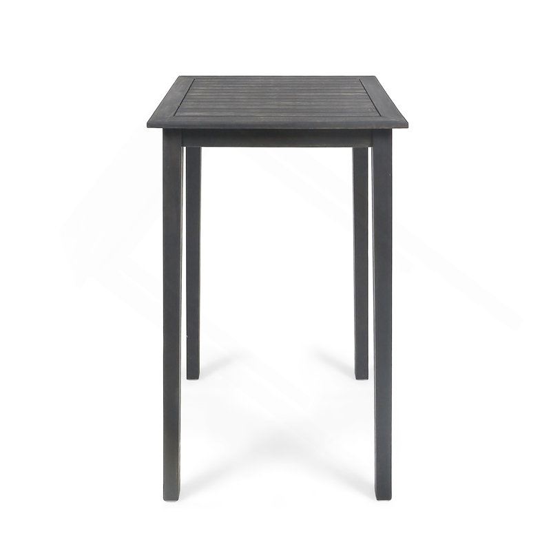 Outdoor Minimalist Acacia Wood Square Bar Table - Dark Gray